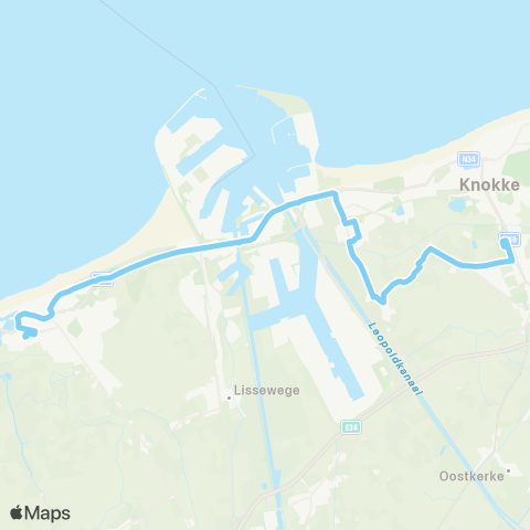 De Lijn Knokke AZ Zeno - Ramskapelle - Blankenberge AZ Zeno map