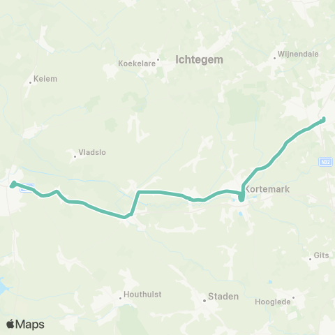 De Lijn Torhout - Kortemark - Zarren - Diksmuide map