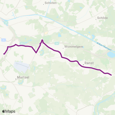 De Lijn Berchem - Ternesselei - Wommelgem ( - Broechem) map