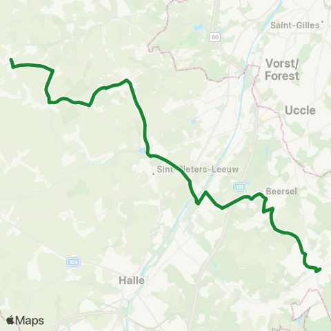 De Lijn Sint-Genesius-Rode - Alsemberg - Vlezenbeek map