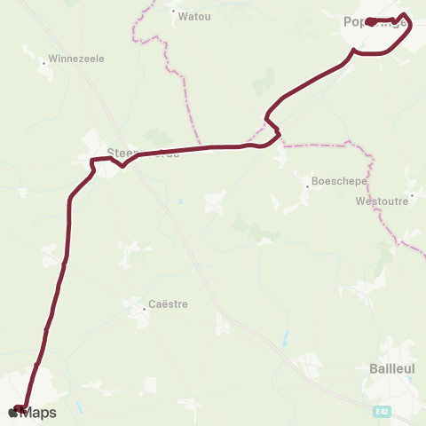 De Lijn Poperinge - Abele - Steenvoorde - Hazebrouck map