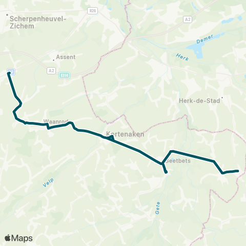 De Lijn Rummen - Kortenaken - Waanrode - Bekkevoort map