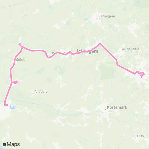 De Lijn Diksmuide - Leke - Koekelare - Torhout map