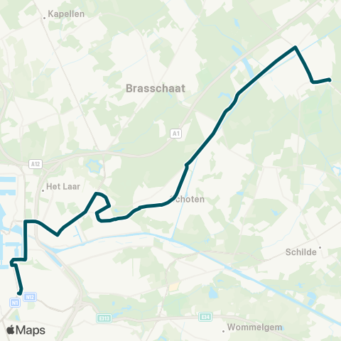 De Lijn Antwerpen - Schoten - Sint-Job map