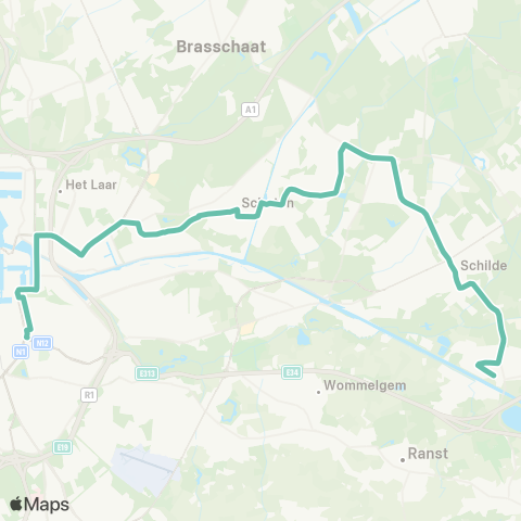 De Lijn Antwerpen - Schoten - Oelegem map