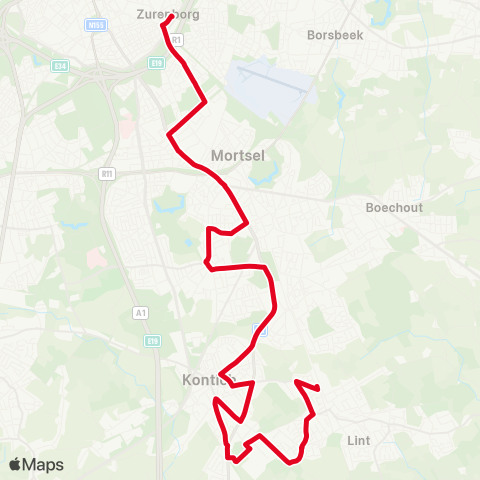 De Lijn Berchem Station - Mortsel - Kontich Station map
