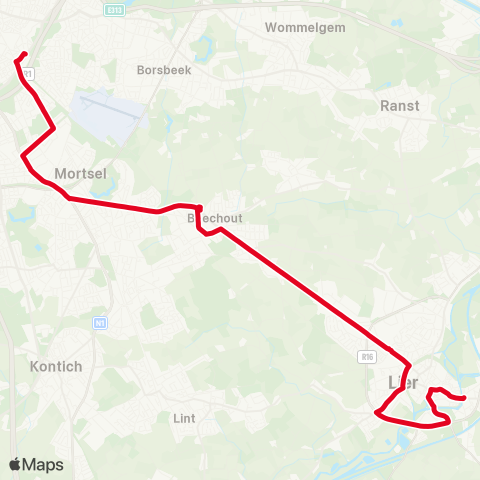 De Lijn Berchem Station - Mortsel - Lier map