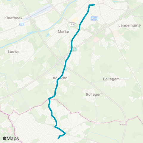 De Lijn Kortrijk - Aalbeke - Moeskroen map