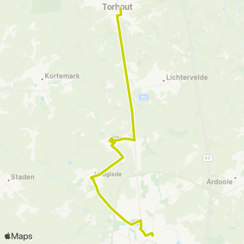 De Lijn Roeselare - Hooglede - Gits - Lichtervelde - Torhout map