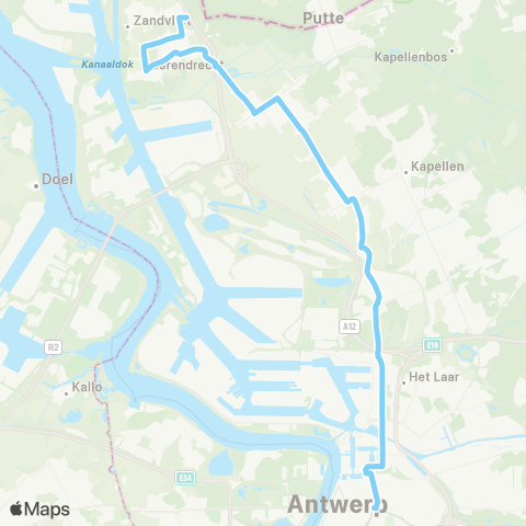 De Lijn Antwerpen - Hoevenen - Stabroek - Zandvliet map