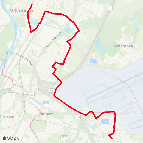 De Lijn Zaventem - Vilvoorde map