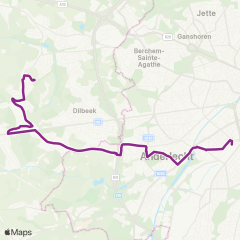 De Lijn Dilbeek Rondenbos - Brussel map