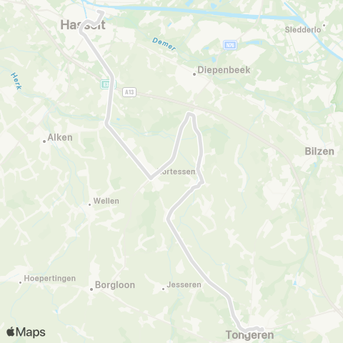 De Lijn Hasselt - Tongeren map