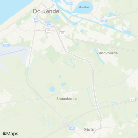 De Lijn Gistel - Baanhof - Oostende map