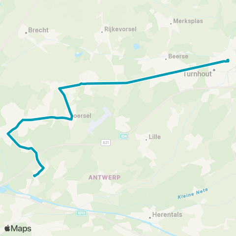 De Lijn Turnhout - Zandhoven map