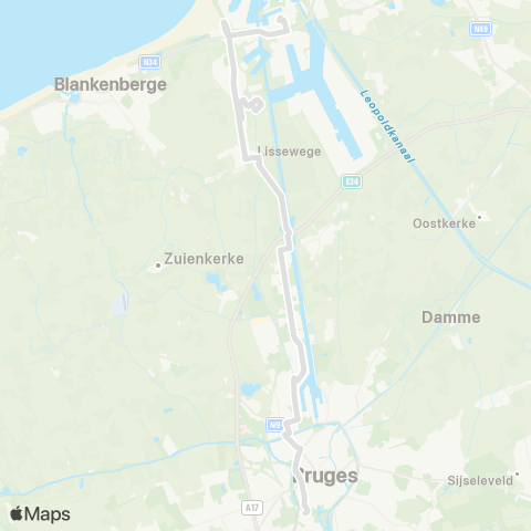 De Lijn Zeebrugge - Zwankendamme - Lissewege - Brugge map