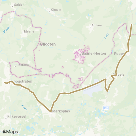 De Lijn Hoogstraten - Merksplas - Weelde - Poppel map