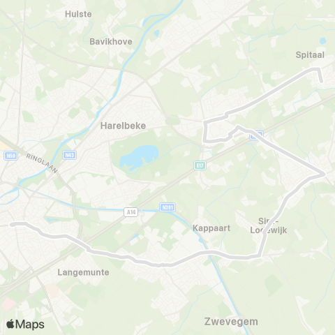 De Lijn Kortrijk - Zwevegem - Deerlijk - Nieuwenhove map