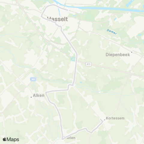 De Lijn Hasselt - Kortessem map