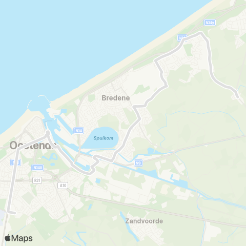 De Lijn Klemskerke - Bredene - Oostende - Stene Lyceum map