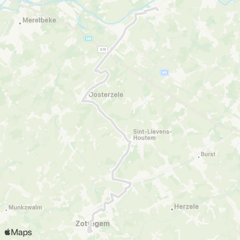 De Lijn Wetteren - Kwatrecht - Oosterzele - Zottegem map