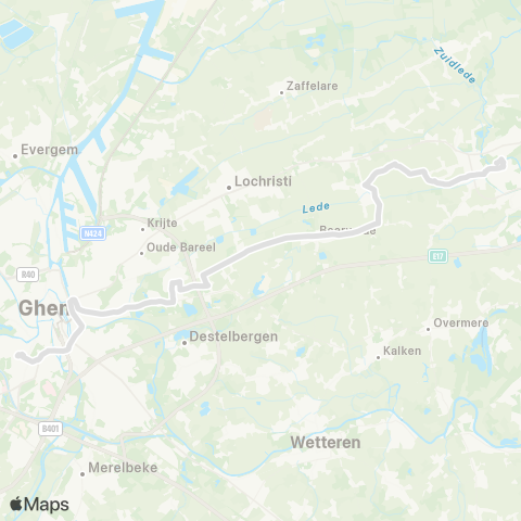 De Lijn Lokeren - Beervelde - Destelbergen - Gent Sint-Pieters map