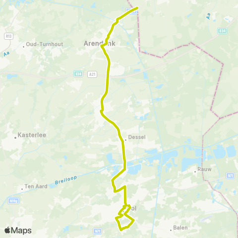 De Lijn Arendonk - Mol map