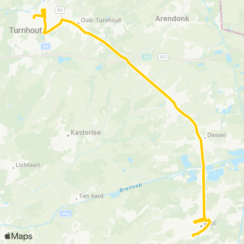 De Lijn Turnhout - Mol map