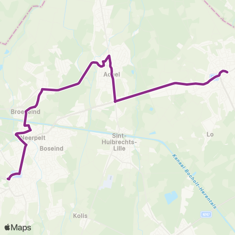 De Lijn Overpelt - Achel - Hamont map