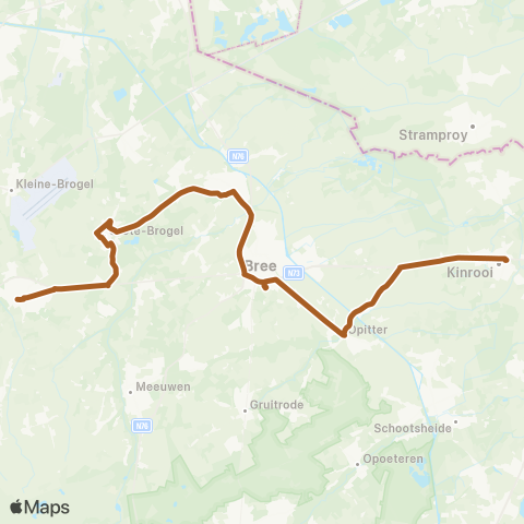 De Lijn Peer - Bocholt - Bree - Kinrooi map