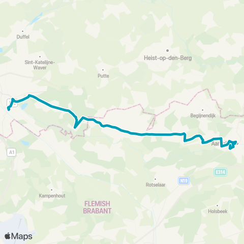 De Lijn Aarschot - Tremelo - Keerbergen - Mechelen map