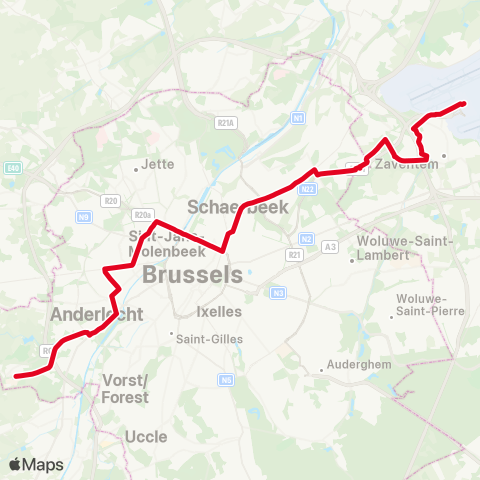 De Lijn Zaventem - Anderlecht map