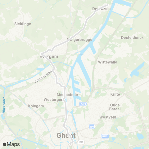 De Lijn Doornzele - Evergem - Gent Zuid map