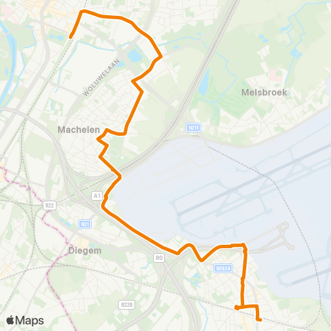 De Lijn Vilvoorde - Diegem Lo - Zaventem Atheneum map