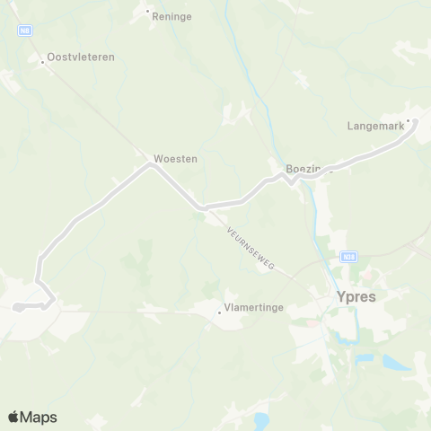 De Lijn Poperinge - Woesten - Elverdinge - Langemark map