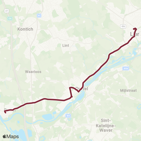 De Lijn Lier - Duffel - Rumst map