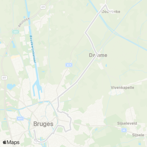 De Lijn Oostkerke - Damme - Sint-Kruis - Assebroek - Brugge map