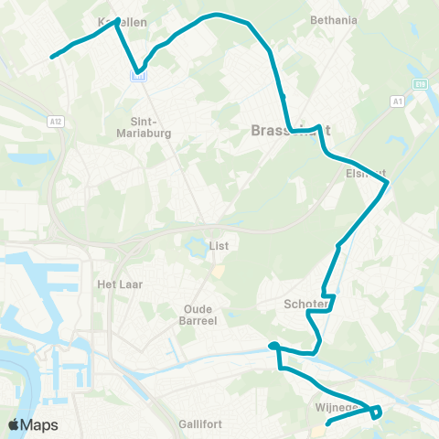 De Lijn Wijnegem - Schoten - Brasschaat - Kapellen - Hoevenen map