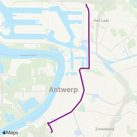 De Lijn P+R Luchtbal - Zuid map