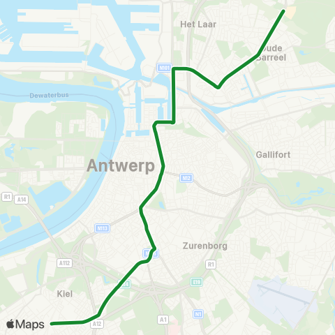 De Lijn P+R Merksem - Hoboken Zwaantjes map