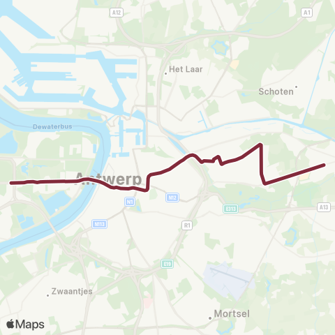 De Lijn P+R Linkeroever - Wijnegem map