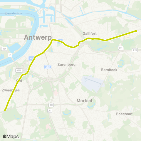 De Lijn Wijnegem - P+R Schoonselhof map