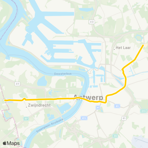 De Lijn P+R Merksem - P+R Melsele map