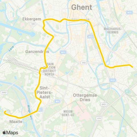 De Lijn Stelplaats - Ledeberg - Zuid - Sint-Pieters - Flanders Expo map