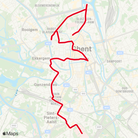 De Lijn Gent Muidebrug - Rabot - Sint-Pietersstation map