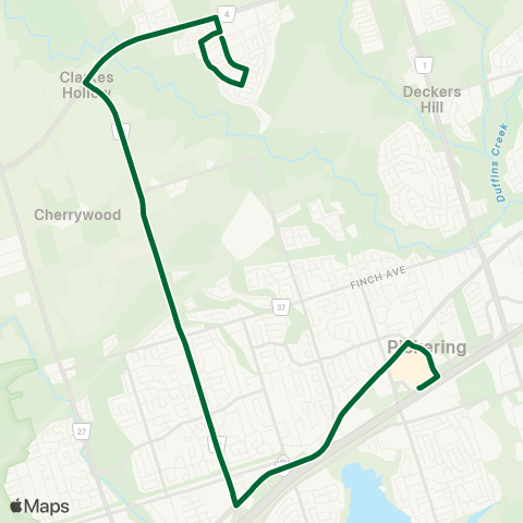 Durham Region Transit Route 118 map