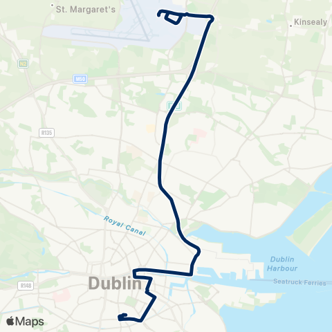 Dublin Express Dublin Airport - Kelly's Corner map