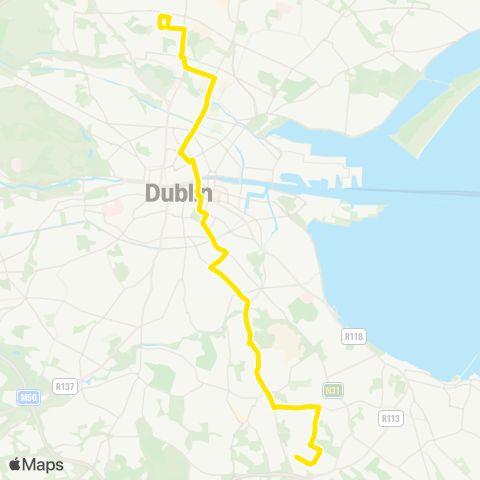 Dublin Bus Sandyford Ind Estate - Wadelai Pk map