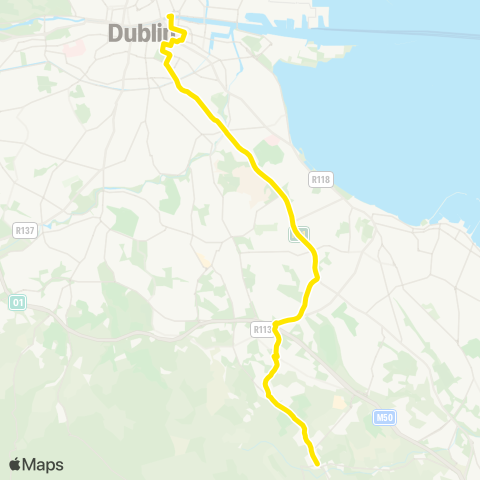 Dublin Bus Kilternan - Eden Quay map