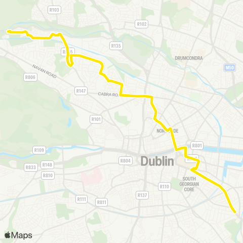 Dublin Bus Ashtown Station - Parnell St map